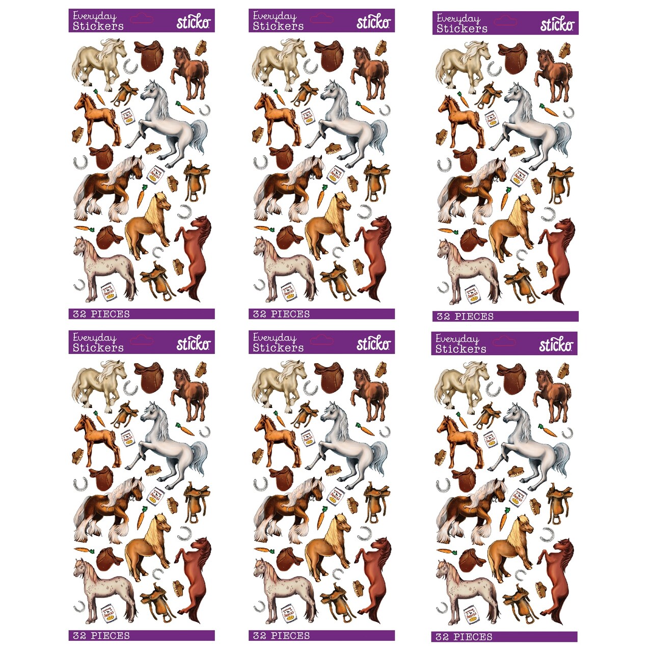 Multipack of 6 - Sticko Themed Stickers - Harvest Ponies, 32pcs